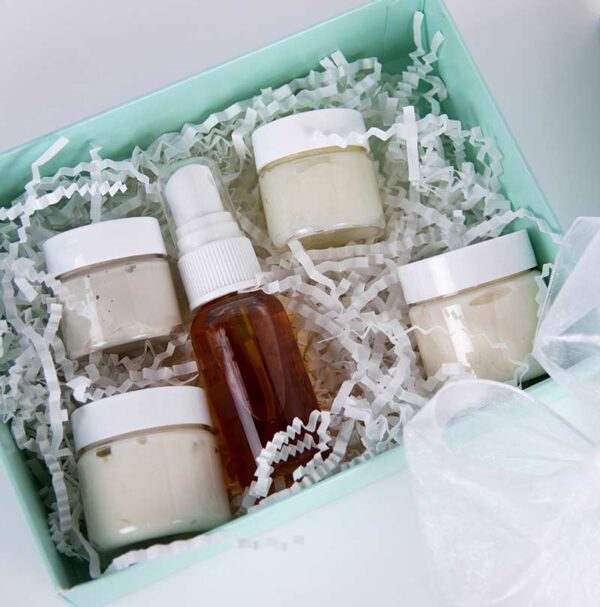5 facial skin care products in a gift box