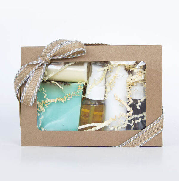 5 products packaged in a gift box